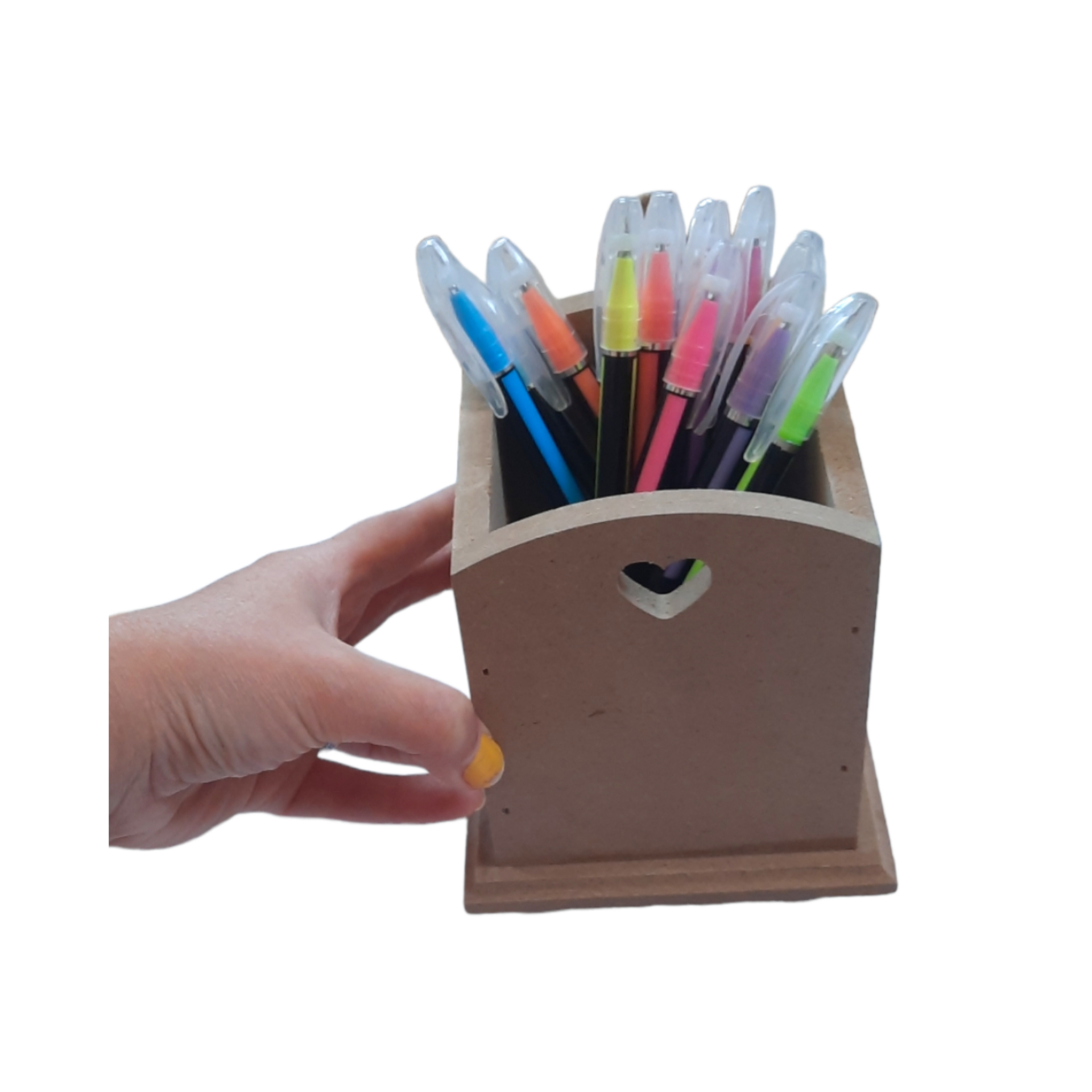 Wooden Makeup Brush Holder Aristic with Heart Design