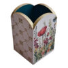 Wooden Makeup Brush Holder Handcrafted with Floral Design
