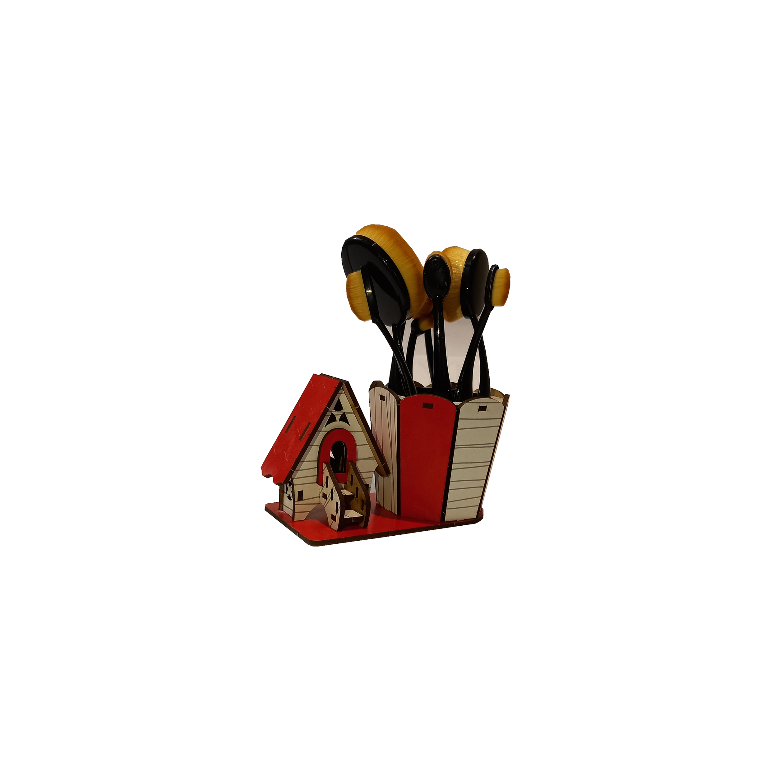 Wooden Makeup Brush Holder Organizer in Cottage Design