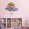 Wooden Nursery Wall Clock with Dream of Little Lion Design