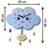 Wooden Nursery Wall Clock with Happy Cloud Design