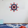 Wooden Nursery Wall Clock with Ship Wheel Design