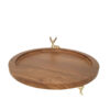Minimalist Round Footed Wooden Serving Tray - Elegant Deer Design