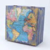 Unique World Map Printed Wooden Tea Chest – Artistic Storage Box