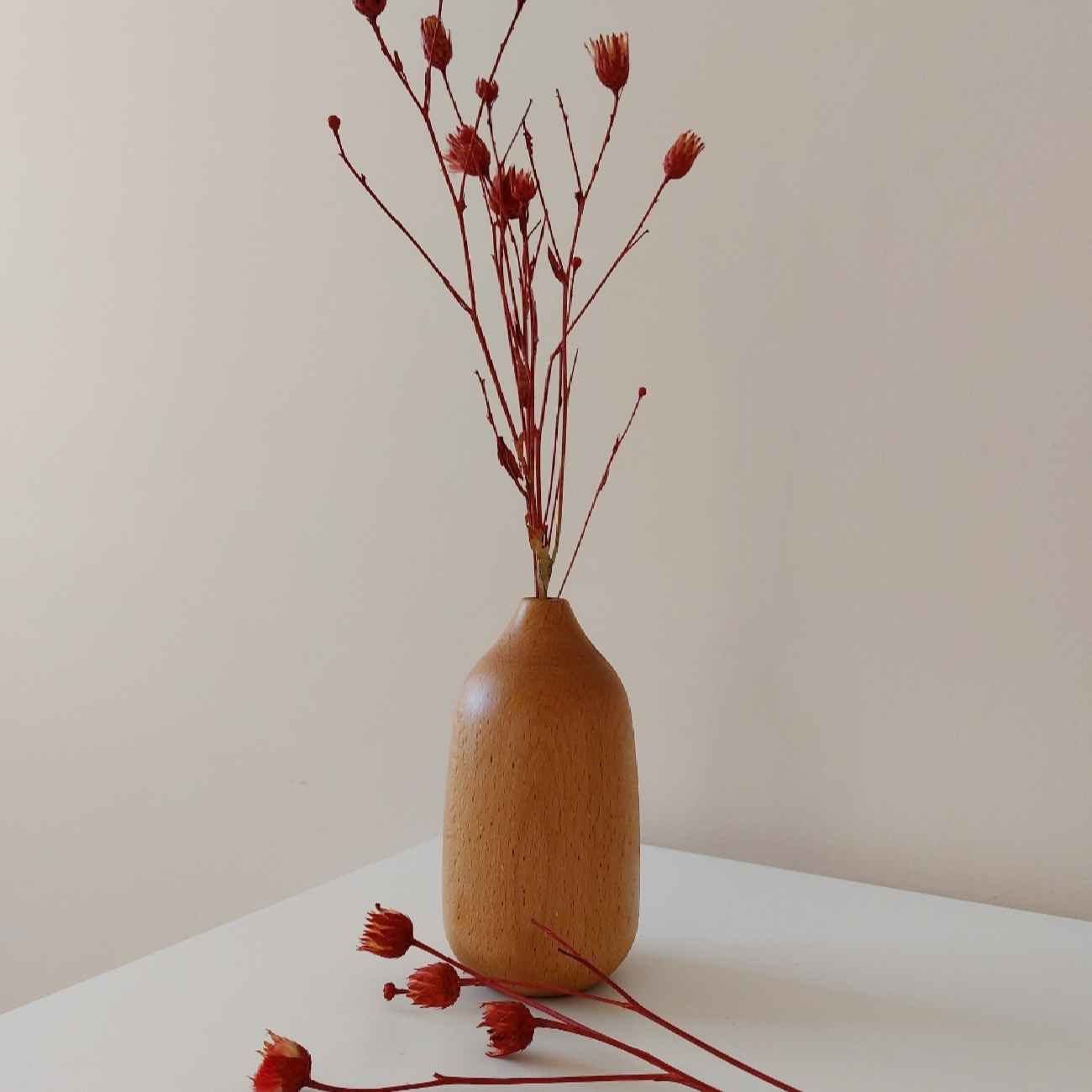 Handcrafted Decorative Wooden Bud Vase in Brown, Featuring a Minimal and Rustic Style for Simple Elegance