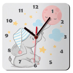 Wooden Wall Clock for Children’s Room Model Little Elephant