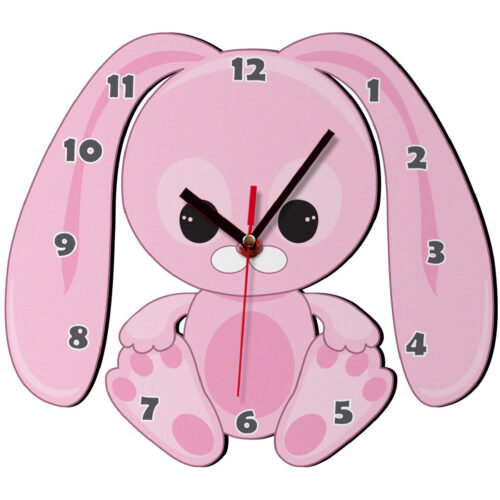 Wooden Nursery Wall Clock with Rabbit Design – Playful Decor for Children’s Rooms and Kids’ Bedrooms