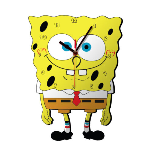 Wooden Nursery Wall Clock with SpongeBob Design – Playful Decor for Kids’ Rooms and Children’s Bedrooms