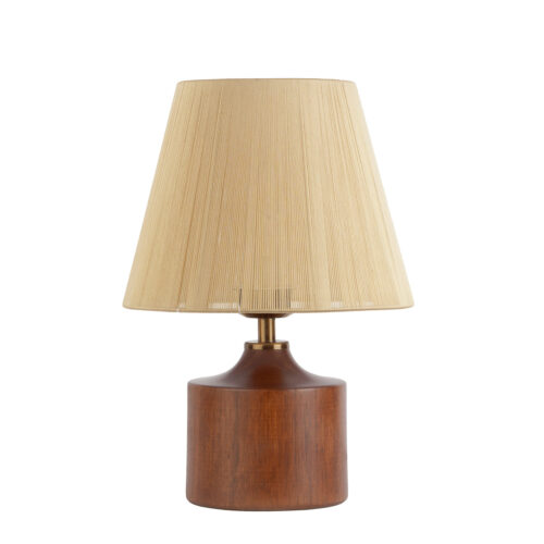 Minimalist Urn-Shaped Wooden Table Lamp – Fabric Shade Accent Light