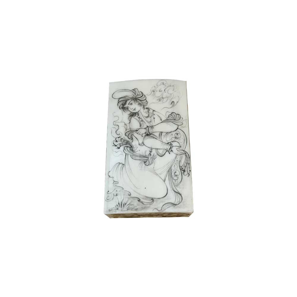 Handcrafted Bone Jewelry Box with Persian-Inspired Shahrzad Pattern