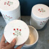 Ceramic Canister Jar with Flower Design Set of 3