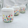 Ceramic Canister Jar with Hand Painting Flower Design Set of 3