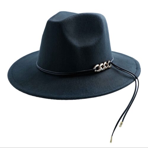 Black Classic Fedora Hat for Men in Fabric