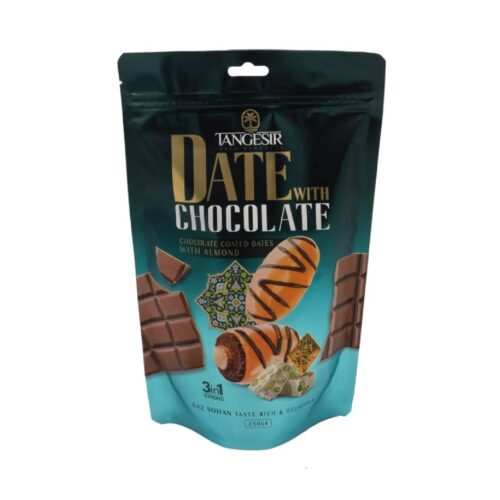 Chocolate-Covered Dates with Almonds – Rich Cocoa Coating with Sweet, Nutty Gaz & Sohan Flavor 250g × 6