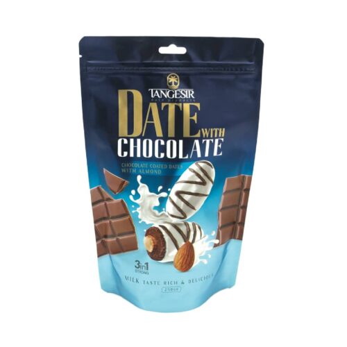 Chocolate-Covered Dates with Almonds – Creamy Milk Chocolate Flavor and Soft Date Center 250g × 6