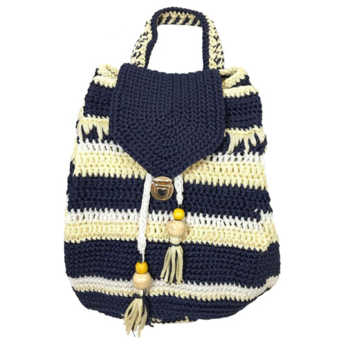 Crochet Casual Backpack with Geometric Design Handmade