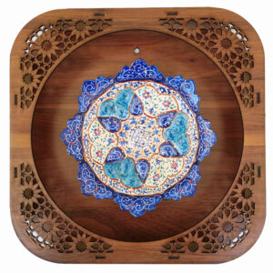 Decorative Copper Plate with Persian Minakari Painted Enamelwork for Wall Decor