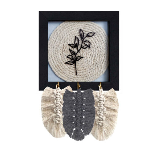 Handcrafted Macrame Wall Key Holder with Floral Design for Entryway