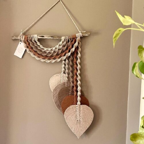 Handmade Cotton Macramé Wall Hanging Tapestry, Boho Spring Nature Wall Decor