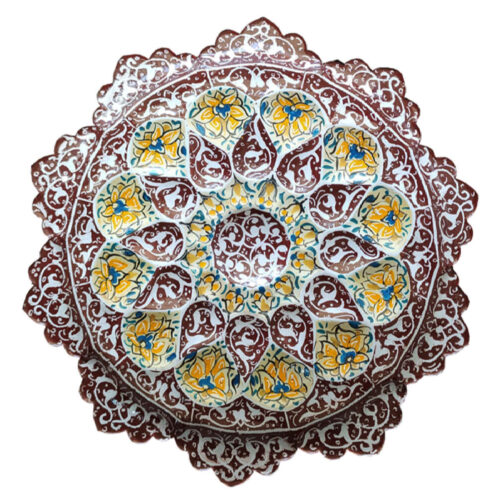 Hand-Painted Persian Minakari Metal Decorative Display Plate, Floral Enamelwork for Wall Decor