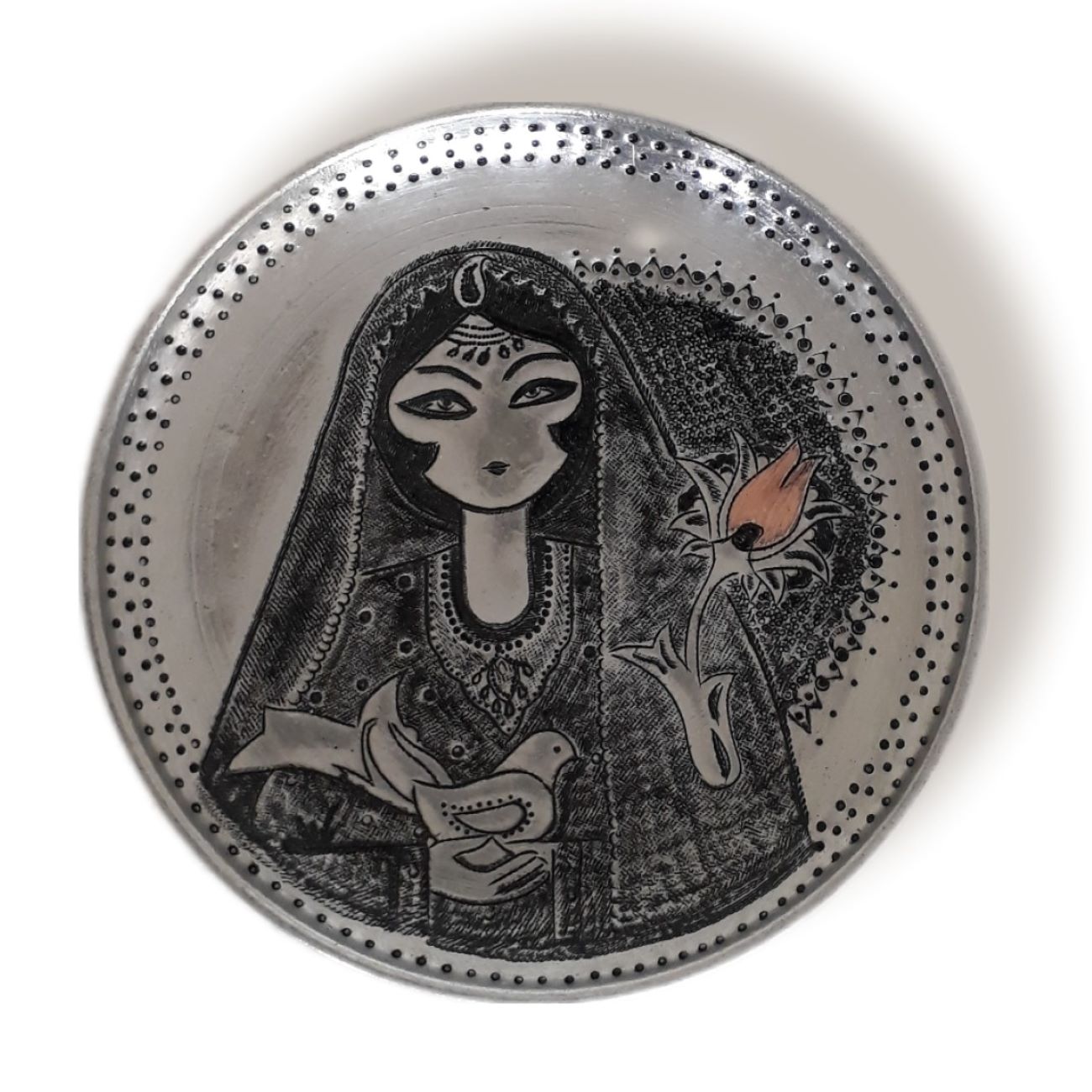 Decorative Persian Copper Plate Hand Engraved Traditional Wall Decor