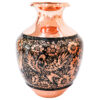 Handcrafted Persian Engraved Copper Vase, Decorated with a Charming Birds and Flowers Design in a Bulbous Form