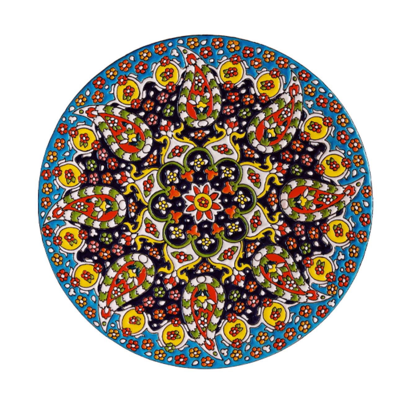 Decorative Pottery Minakari Wall Plate Hand-Painted Enamelwork Floral & Paisley