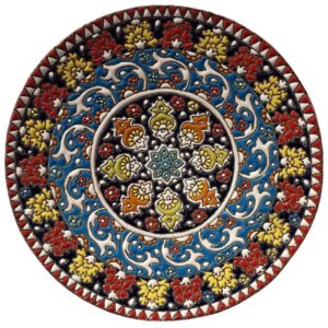 Decorative Pottery Wall Plate In Persian Minakari Enamelwork Handmade