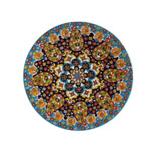 Decorative Pottery Plate In Persian Minakari Handmade Wall Art Floral Paisley