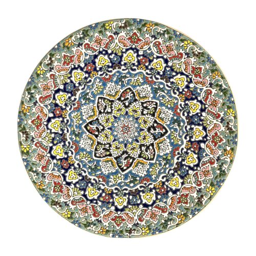 Hand-Painted Persian Minakari Pottery Decorative Display Plate, Traditional Enamelwork for Wall & Table Decor