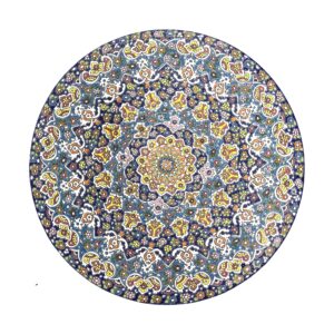 Decorative Pottery Plate with Persian Minakari Enamelwork for Wall & Table Decor
