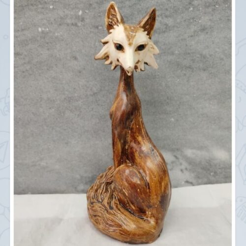 Decorative Sitting Fox Figurine - Artistic Animal Sculpture