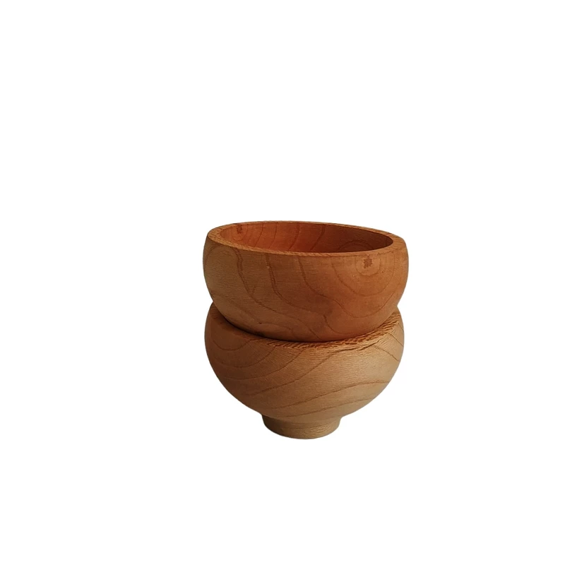 Decorative Wooden Bowl Rustic & Minimal Set of 2 Made of Natural Wood