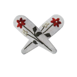 Embroidered Floral Snap Hair Clip Set of 2