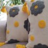 Punch Needle Cushion Cover - Embroidered Floral Cream Design (Set of 2)