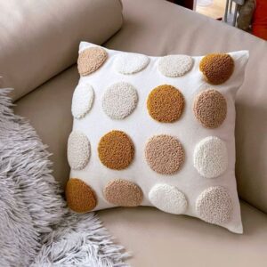 Punch Needle Cushion Cover – Embroidered Geometric Design Pillow Cases (Set of 2)