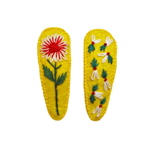 Cute Hand-Embroidered Cherry Snap Hair Clips – Floral Cotton Hair Accessories for Girls