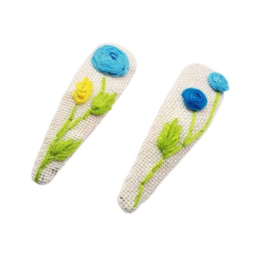 Cute Hand-Embroidered Snail Snap Hair Clips – Playful Cotton Hair Accessories for Girls