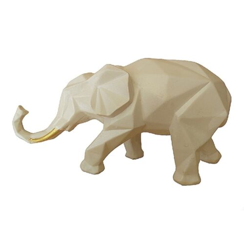 Geometric Elephant Cubism Figurine - Abstract Resin Ornament