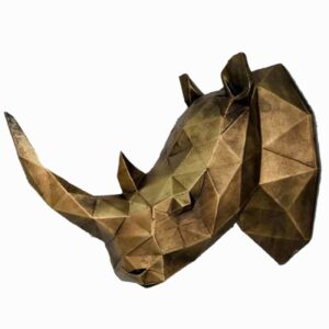 Geometric Rhino Head Cubism Figurine – Decorative Wall Sculpture