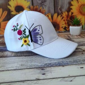 Casual Embroidered Cap – Soft Fabric, Clean Finish in Butterfly Pattern