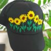 Sunflower Design Hand-Embroidered Baseball Cap for Women