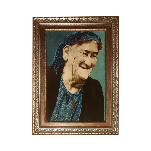 Hand-Knotted Persian Pictorial Wall Hanging Rug – Old Woman Portrait, Tabriz
