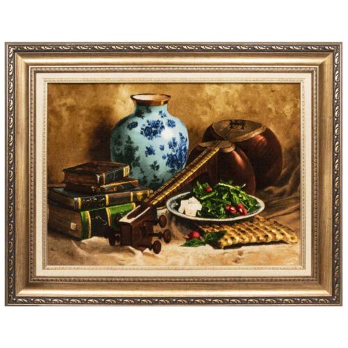Hand-Knotted Persian Silk Pictorial Wall Hanging Rug – Persian Tar and Books, Tabriz