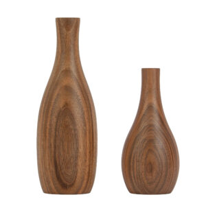 Set of Two Handcrafted Decorative Bud Vases, Made from Natural Solid Wood with a Rustic and Minimalist Style