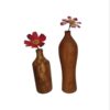 Set of Two Rustic Decorative Single Stem Vases, Handcrafted from Natural Solid Wood for a Warm Organic Feel