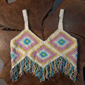 Diamond Model Crochet Crop Top – Handwoven Artisan Knit