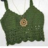 Pearl Model Crochet Crop Top - Handwoven Forest Green