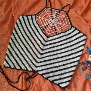 Spider Web Crochet Crop Top – Handwoven White Boho Design