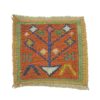 Handwoven Wool Kilim Coaster – Orange Geometric Square Boho Design